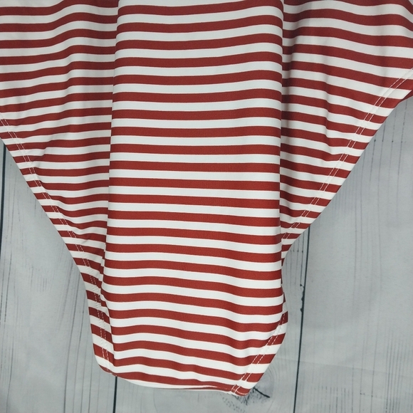 Kona Sol Brown and White Striped One Piece Swimsuit Size L NWT - Picture 8 of 11